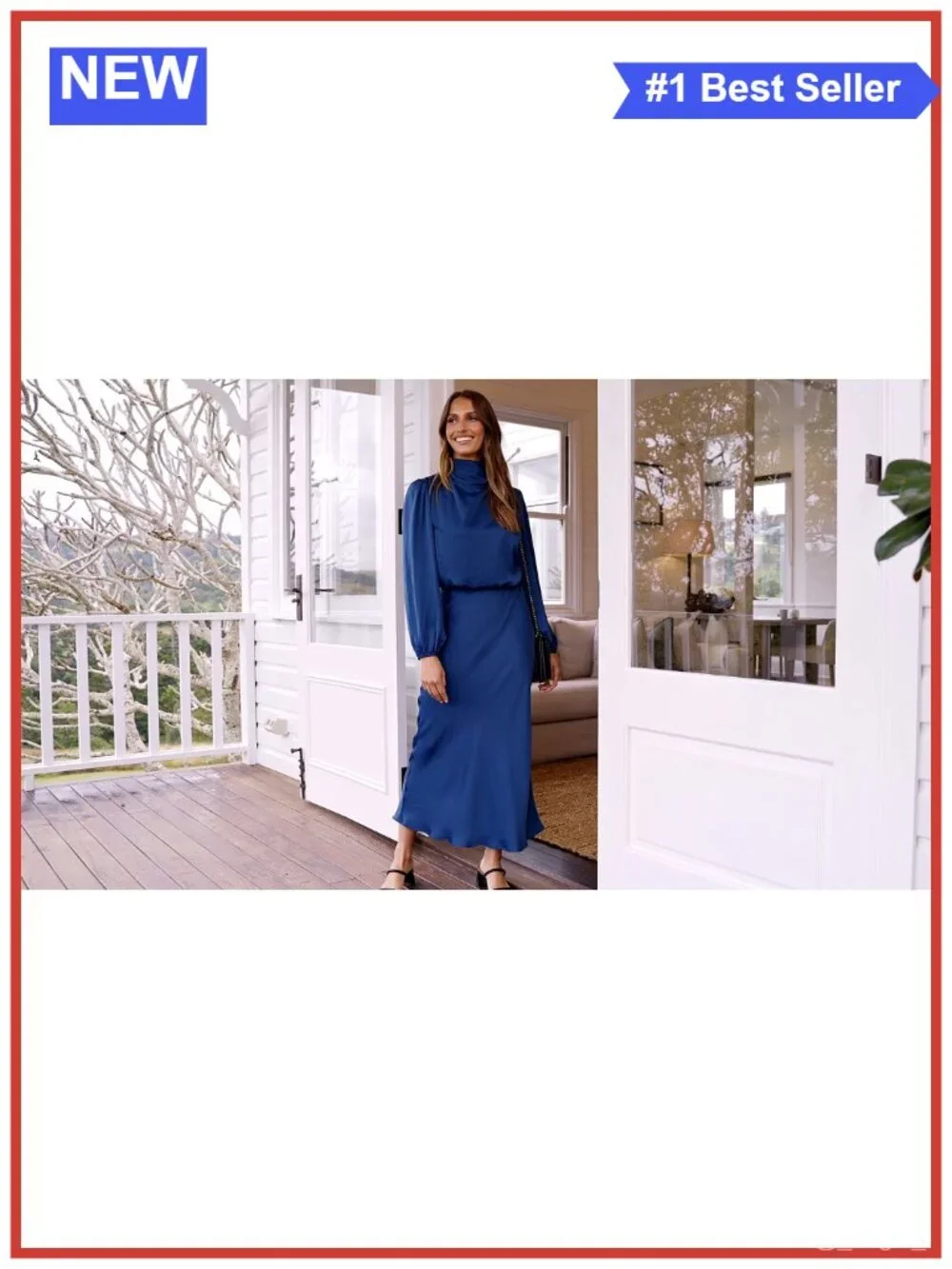 Satin Mock Neck Maxi Dress Long Sleeve Elegant Formal Bridesmaid A-line